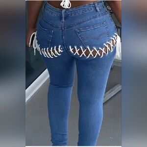 Rear Lace Up Jeans (M)